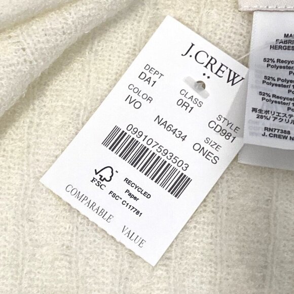 J.Crew Factory Lightweight super soft cable-knit poncho ivory neutral OS 2024 - Picture 8 of 11